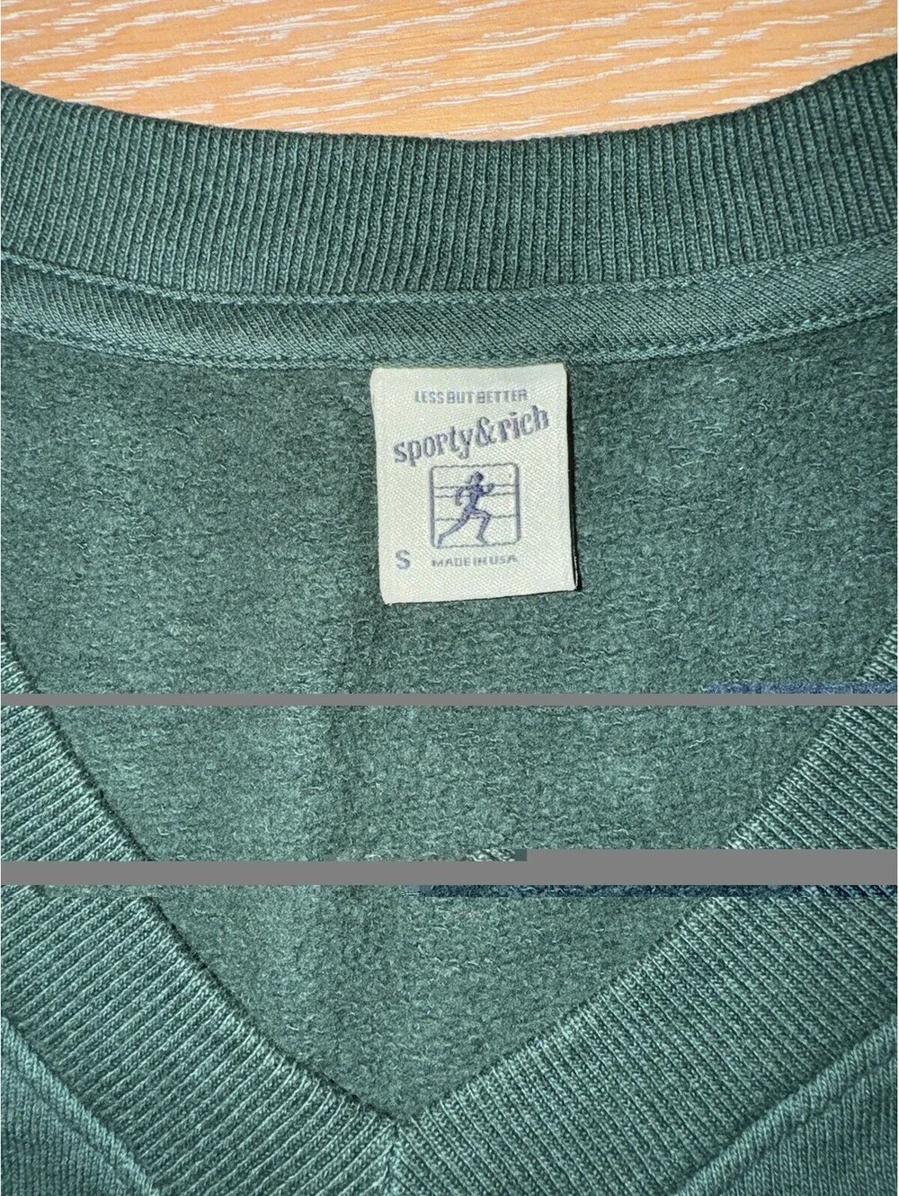 Sporty & Rich Serif Logo Embroidered V-Neck Vest Size SMALL Forest Green